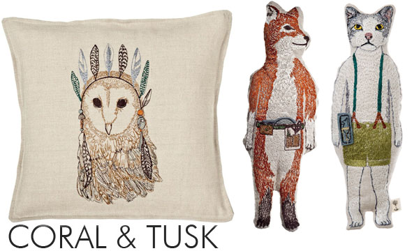 Fox and owl pillows.